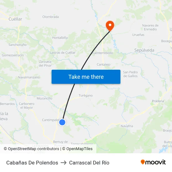 Cabañas De Polendos to Carrascal Del Río map