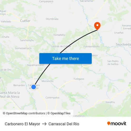 Carbonero El Mayor to Carrascal Del Río map