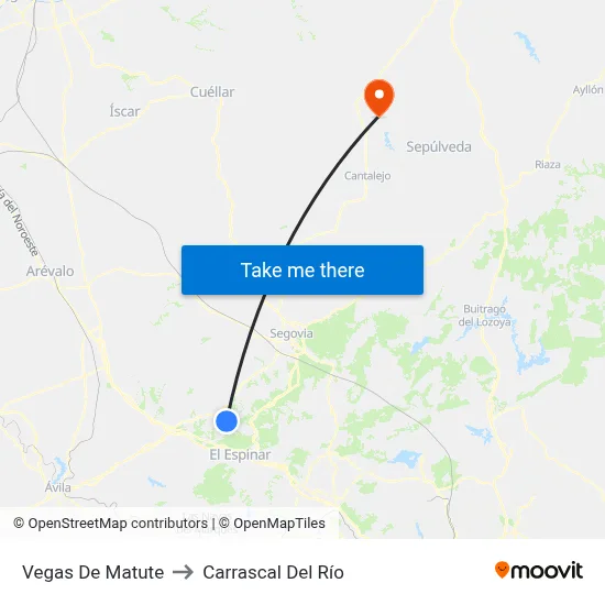 Vegas De Matute to Carrascal Del Río map