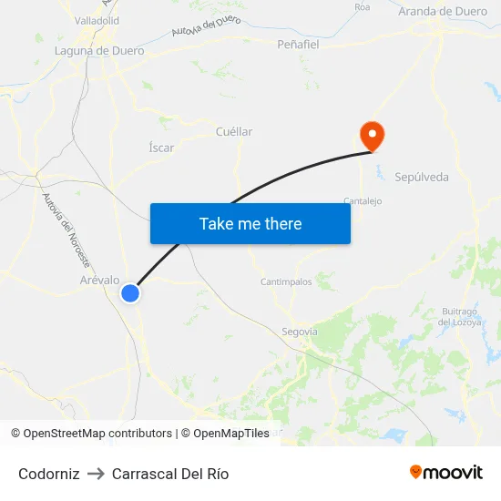 Codorniz to Carrascal Del Río map