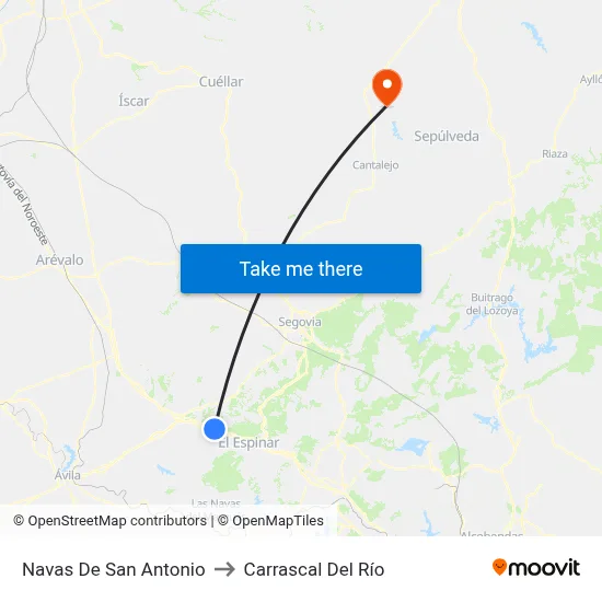 Navas De San Antonio to Carrascal Del Río map