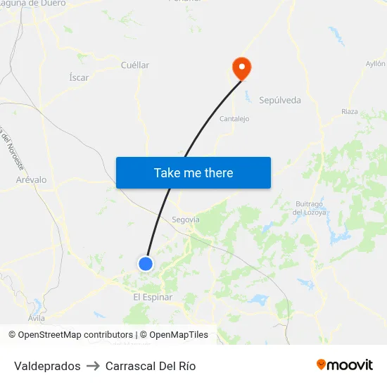 Valdeprados to Carrascal Del Río map
