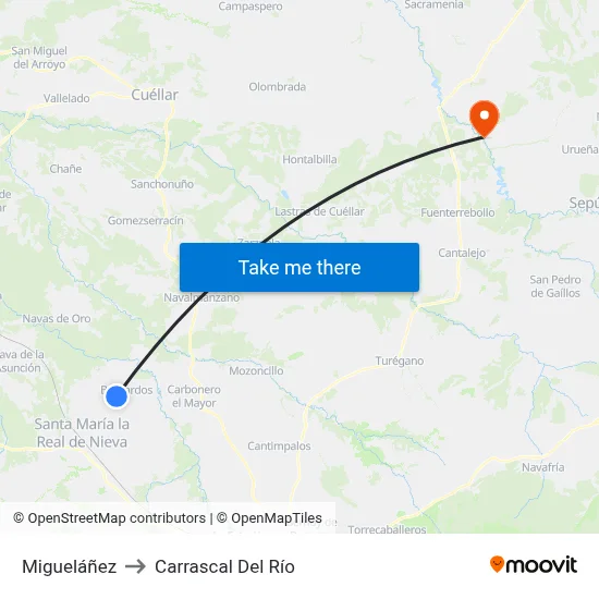 Migueláñez to Carrascal Del Río map