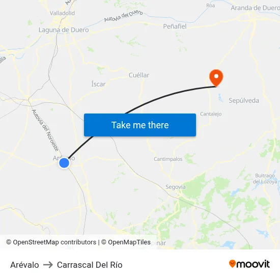 Arévalo to Carrascal Del Río map