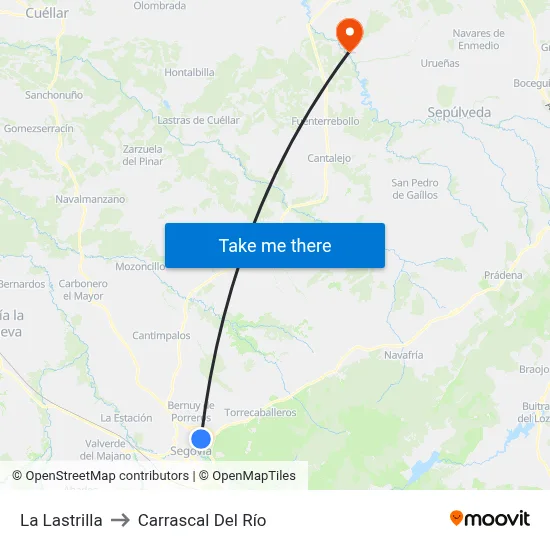 La Lastrilla to Carrascal Del Río map