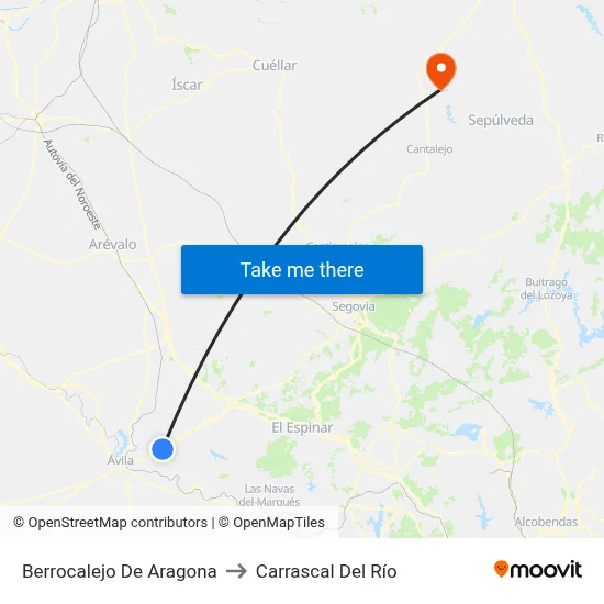 Berrocalejo De Aragona to Carrascal Del Río map