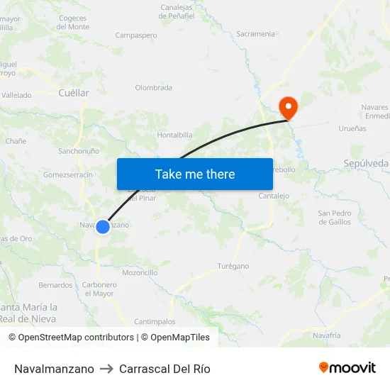 Navalmanzano to Carrascal Del Río map