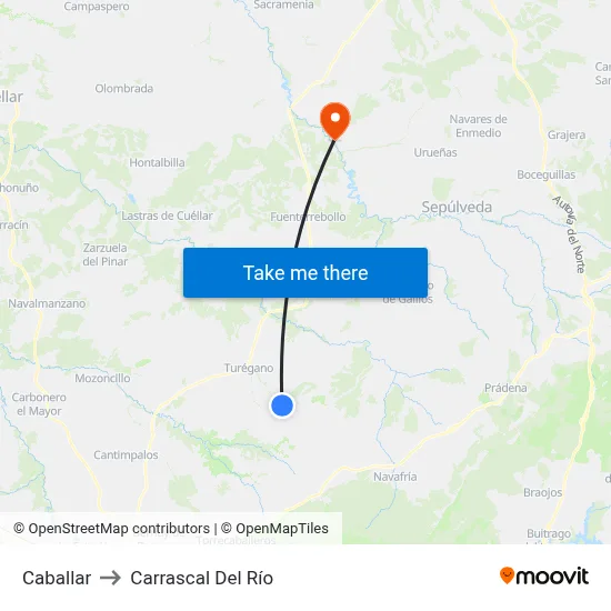 Caballar to Carrascal Del Río map