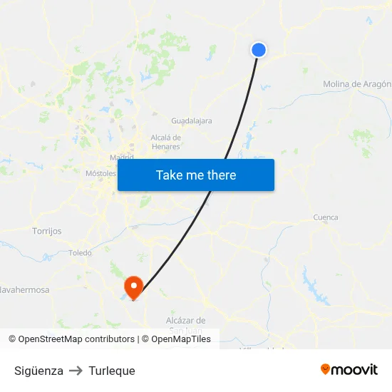 Sigüenza to Turleque map