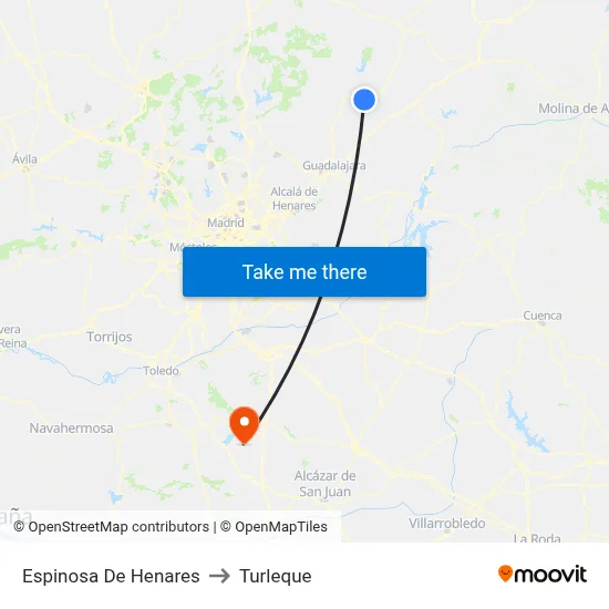 Espinosa De Henares to Turleque map