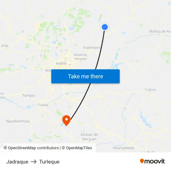 Jadraque to Turleque map
