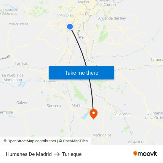 Humanes De Madrid to Turleque map