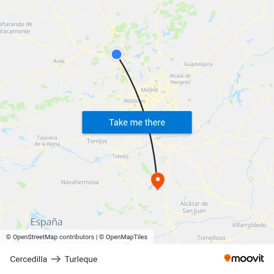 Cercedilla to Turleque map