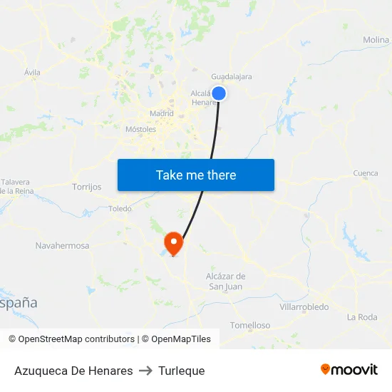 Azuqueca De Henares to Turleque map