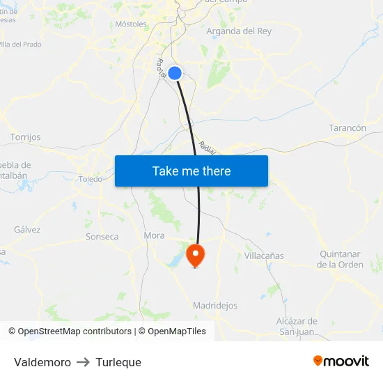Valdemoro to Turleque map