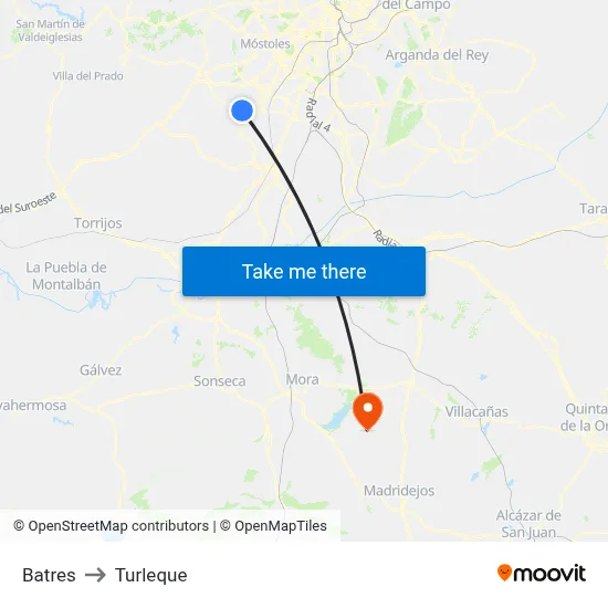 Batres to Turleque map
