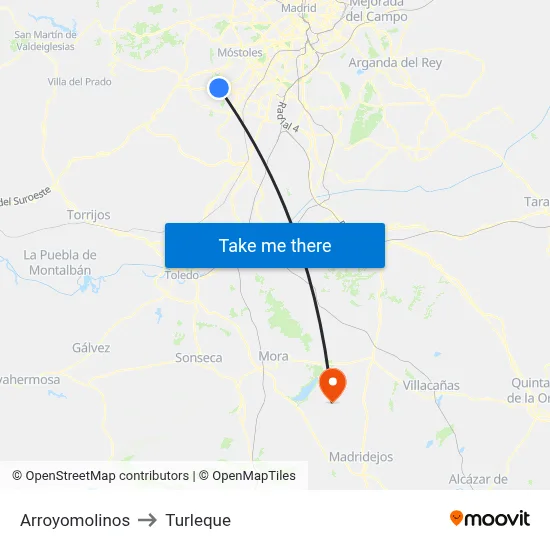 Arroyomolinos to Turleque map