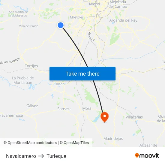 Navalcarnero to Turleque map