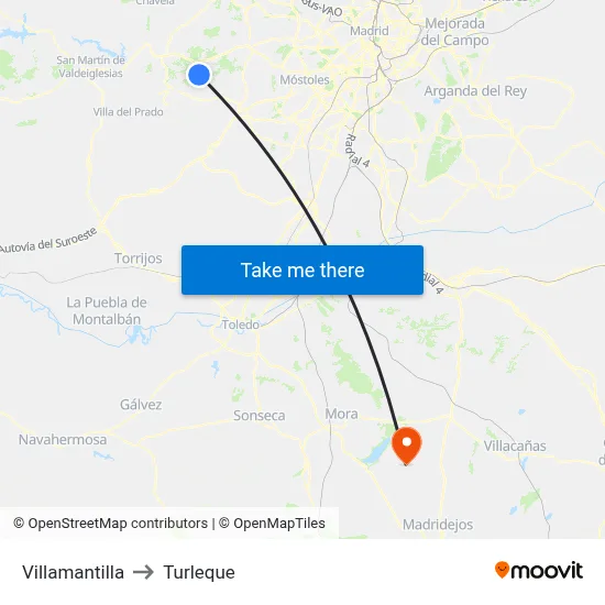 Villamantilla to Turleque map