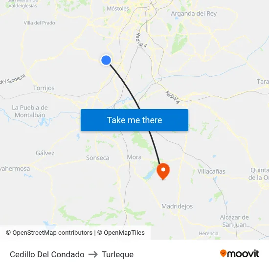 Cedillo Del Condado to Turleque map
