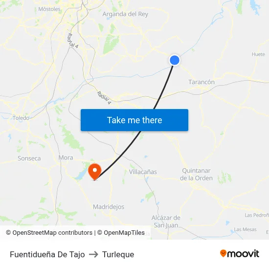 Fuentidueña De Tajo to Turleque map