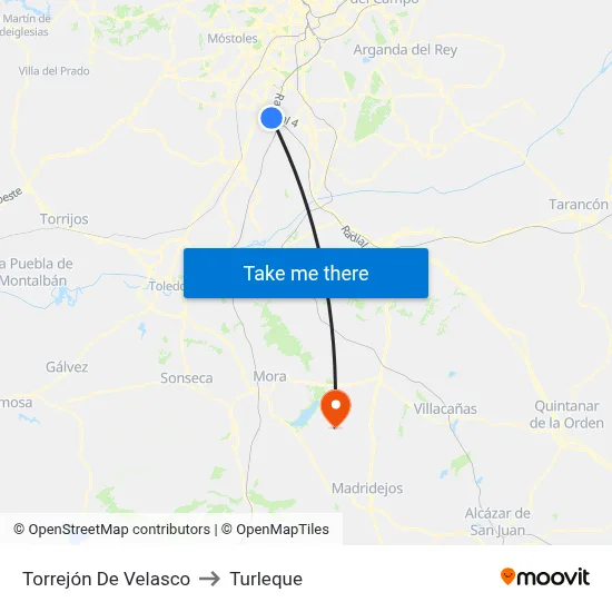 Torrejón De Velasco to Turleque map