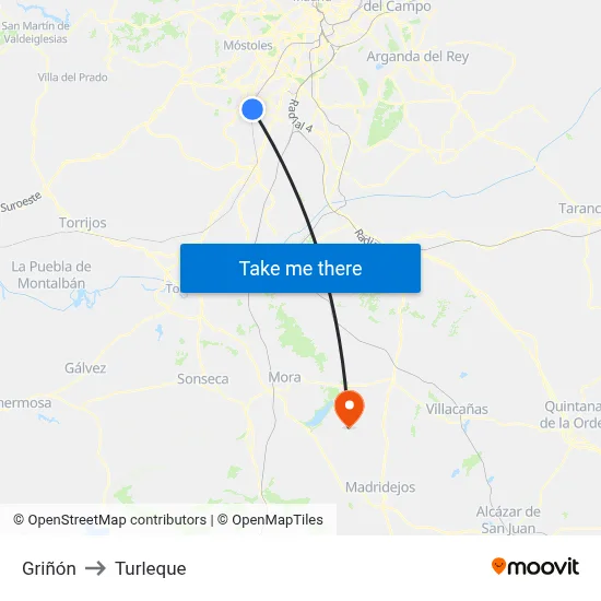Griñón to Turleque map
