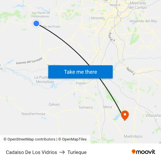 Cadalso De Los Vidrios to Turleque map