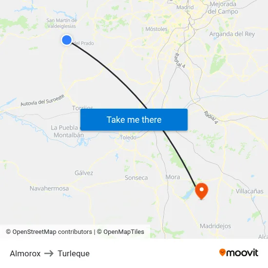 Almorox to Turleque map