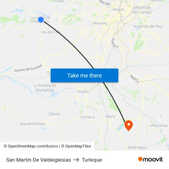 San Martín De Valdeiglesias to Turleque map