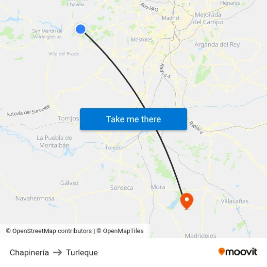 Chapinería to Turleque map