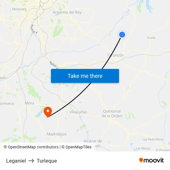 Leganiel to Turleque map