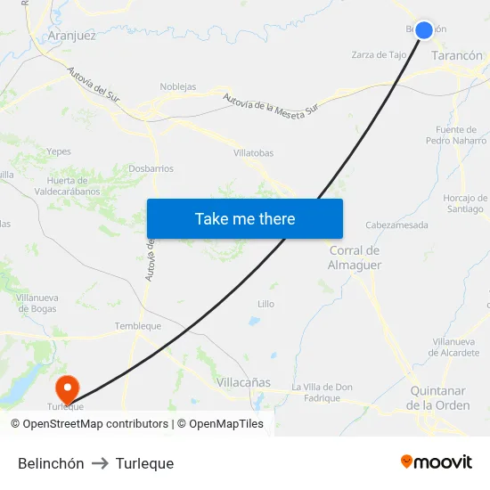 Belinchón to Turleque map
