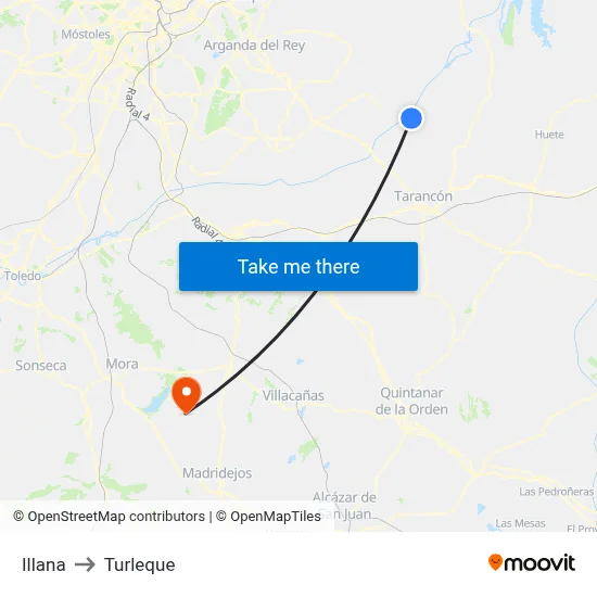 Illana to Turleque map