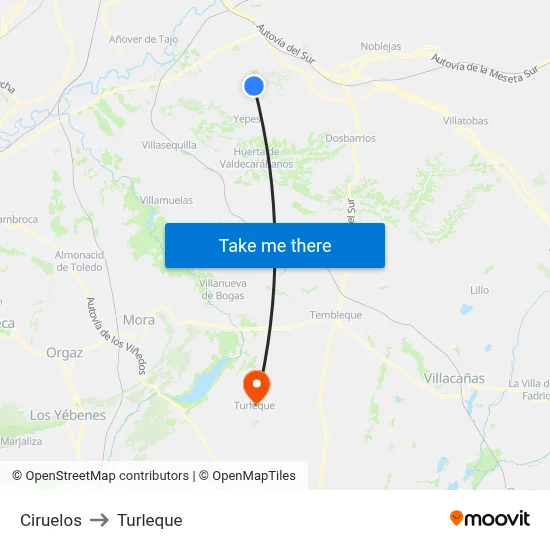 Ciruelos to Turleque map