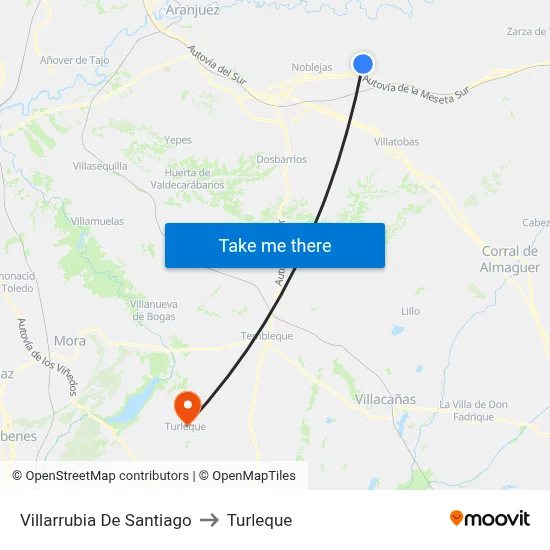 Villarrubia De Santiago to Turleque map