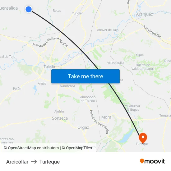 Arcicóllar to Turleque map