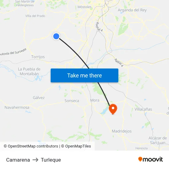 Camarena to Turleque map
