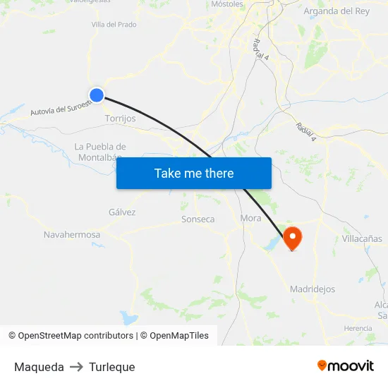 Maqueda to Turleque map