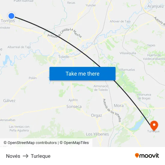 Novés to Turleque map