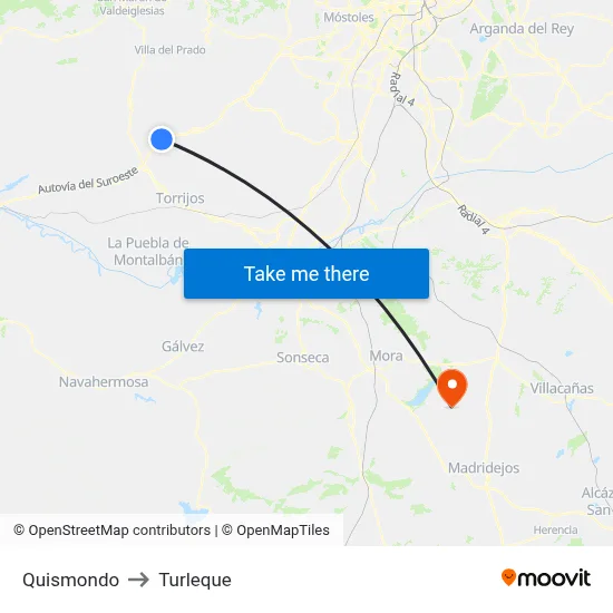 Quismondo to Turleque map