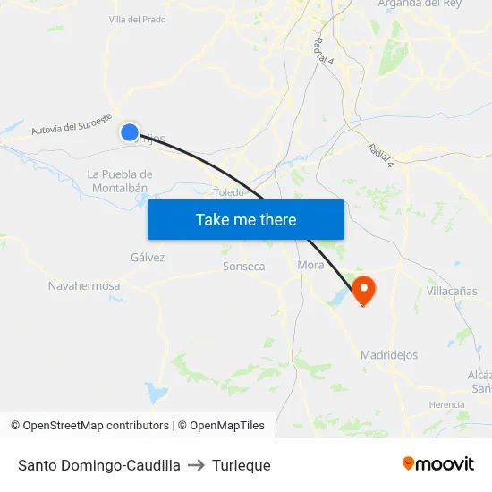 Santo Domingo-Caudilla to Turleque map