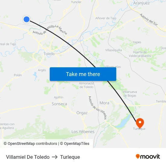 Villamiel De Toledo to Turleque map