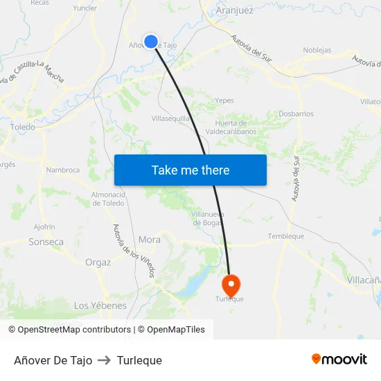 Añover De Tajo to Turleque map
