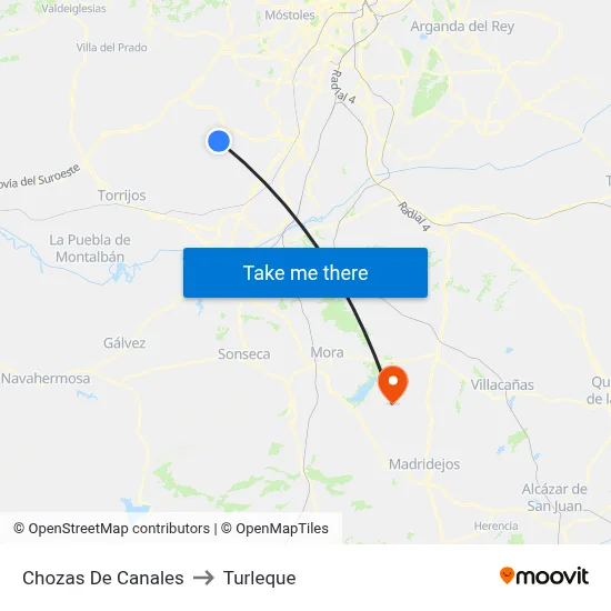 Chozas De Canales to Turleque map