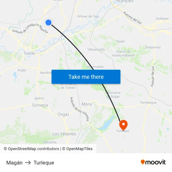 Magán to Turleque map