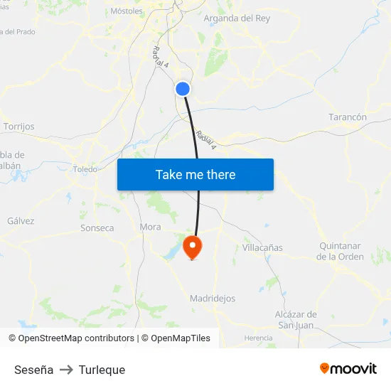 Seseña to Turleque map