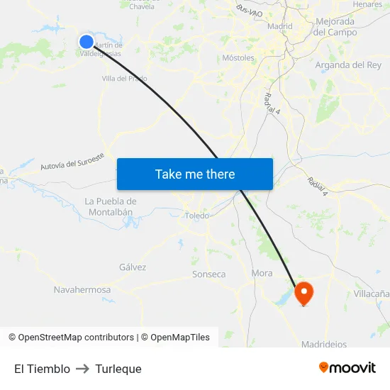 El Tiemblo to Turleque map