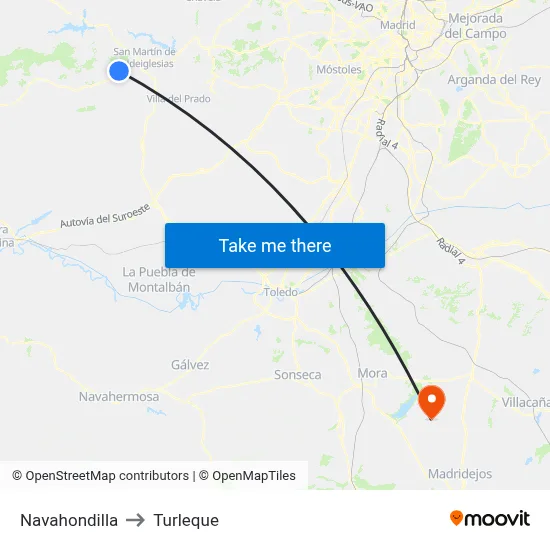Navahondilla to Turleque map