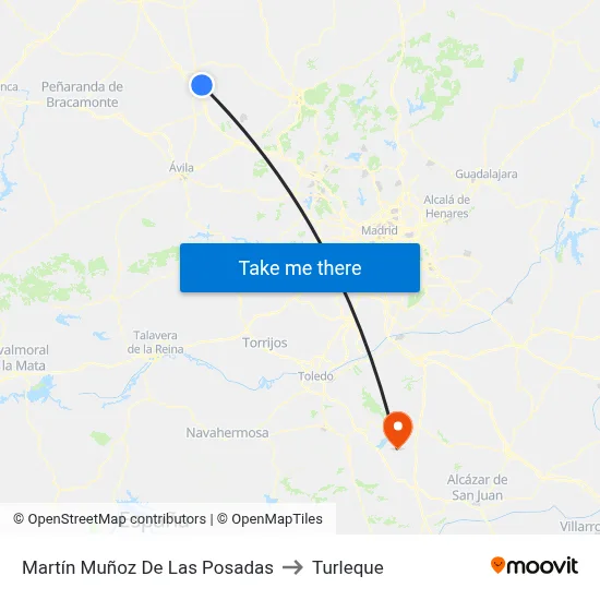 Martín Muñoz De Las Posadas to Turleque map